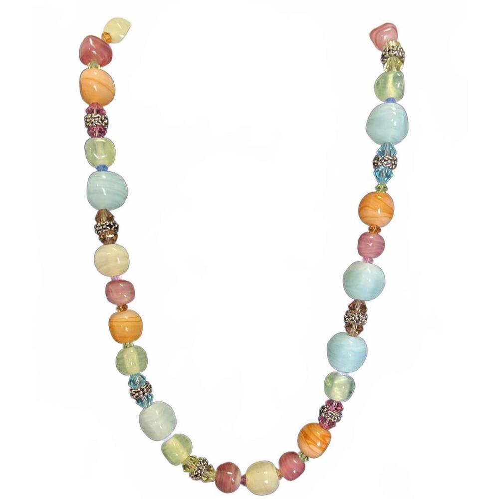 Multicolor Beaded Necklace with Adjustable Chain